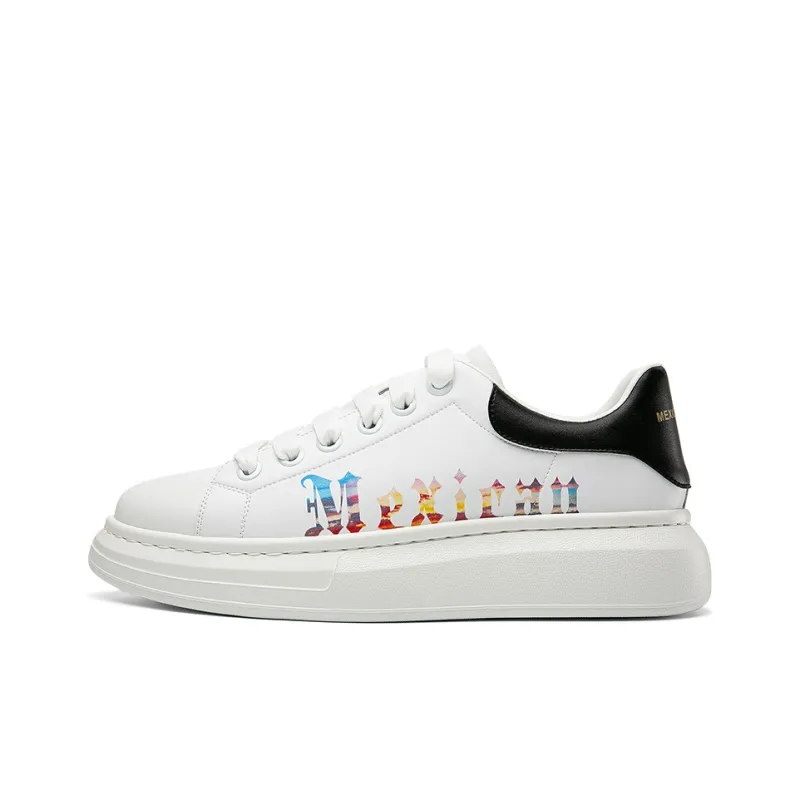 MEXICAN Anti Slip Wear Resistant Mid Top Skateboard Shoes Men's White-0