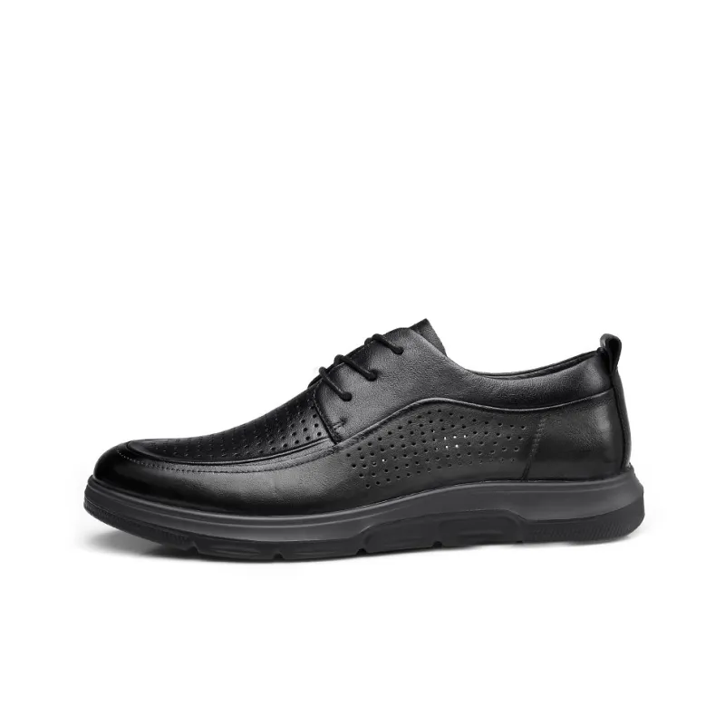 Strongman 3515 Men's Summer Breathable Lace-Up Casual Men's Leather Shoes Soft-0