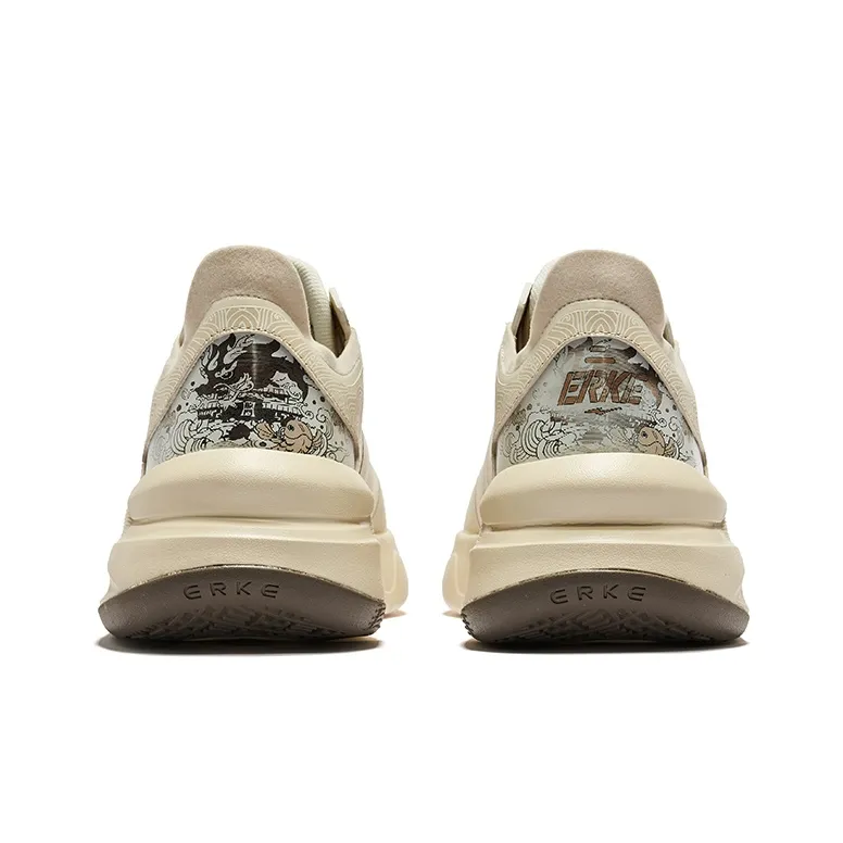 Erke Snapdragon Brave Durable Breathable Low Top Skateboard Shoes Men's Microcrystal White Khaki-3