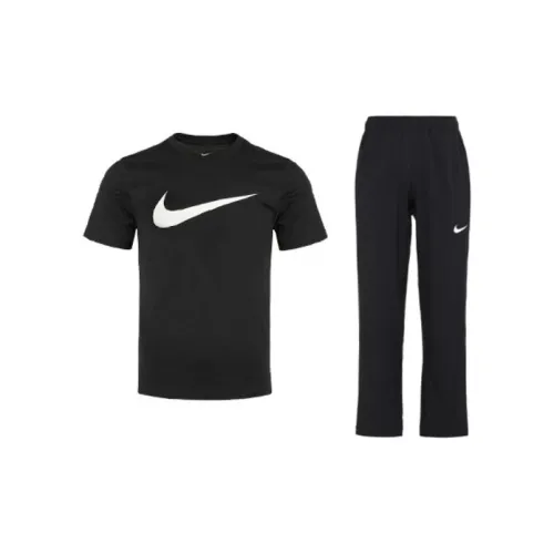 Nike Casual Sportswear Men Set Black Short-Sleeved+Black Pants