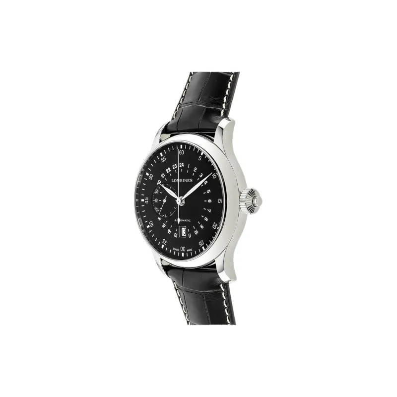 LONGINES Automatic Mechanical Movement Men's Watches Watch 47.5mm Black Dial Stainless Steel Case Leather Strap-1