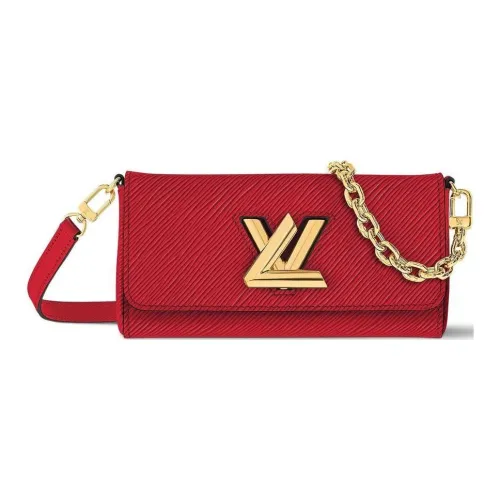 LOUIS VUITTON Leather Shoulder Bag Crossbody Bag Women's Red