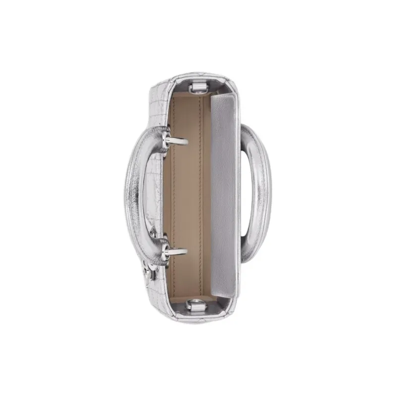DIOR Lady D-JOY Pleated Cow Leather Shoulder Bag Crossbody Bag Handbag Extra Mini Women's Silver-5