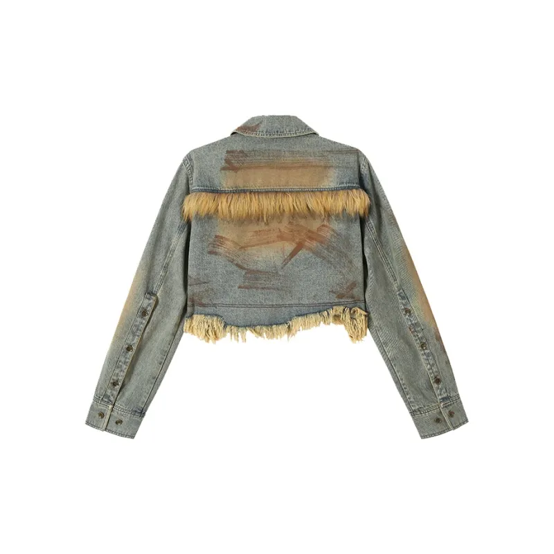 BE ALL KABUTO Denim Jacket Women's Dirty Washed Blue-1