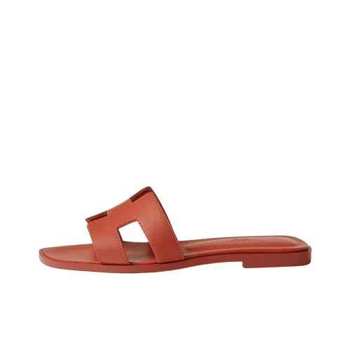 HERMES Oran Slide Slippers Women's Orange Red