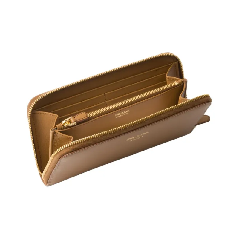 PRADA Leather Wallet Women's Camel-2