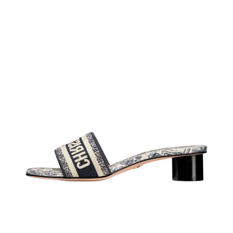 DIOR Dway Slide Slippers Women's Beige Black-0