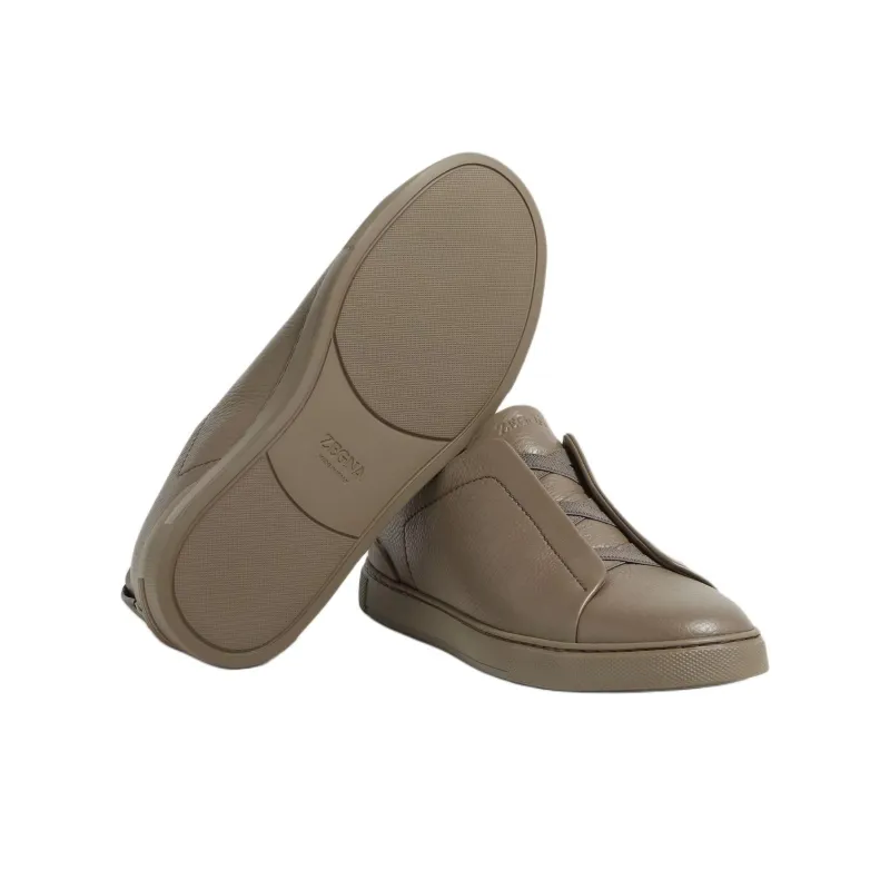 Zegna Triple Stitch Low Top Skateboard Shoes Men's Taupe-4