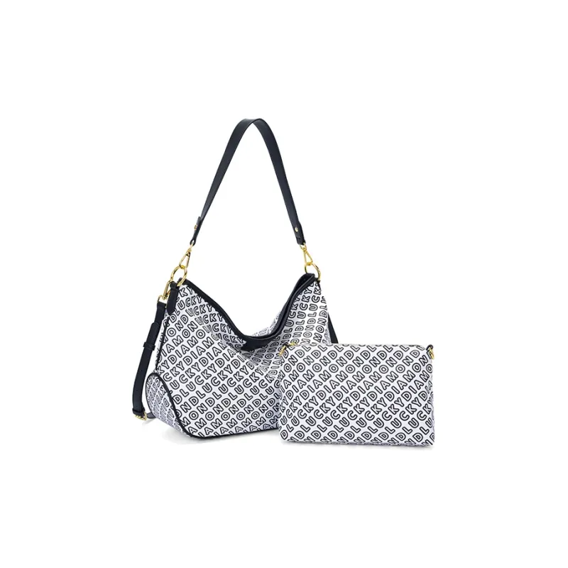 LUCKY DIAMOND PU Tote Combo Bag One Shoulder Bag Crossbody Bag Crossbody Bag Regular Women's Black/Gray/Red/Coffee-1