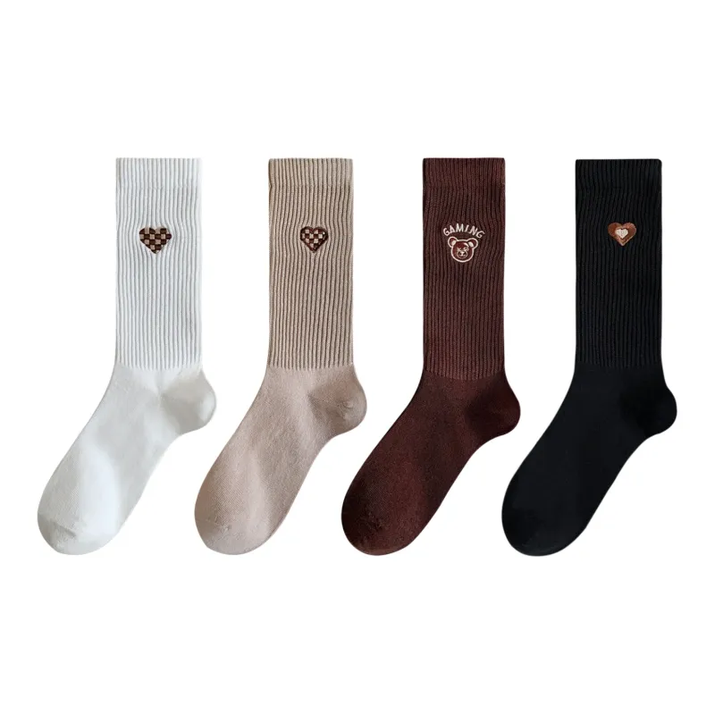 XXLLG Spring And Fall Mid Calf Socks Women's 4 Pack-3