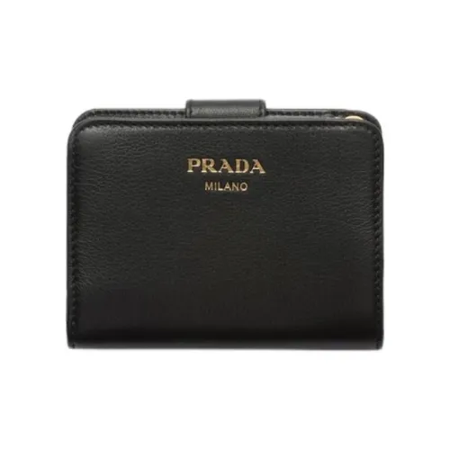 PRADA Leather Wallet Women's Black