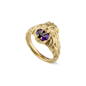GUCCI Diamond Amethyst Rings Women's Gold