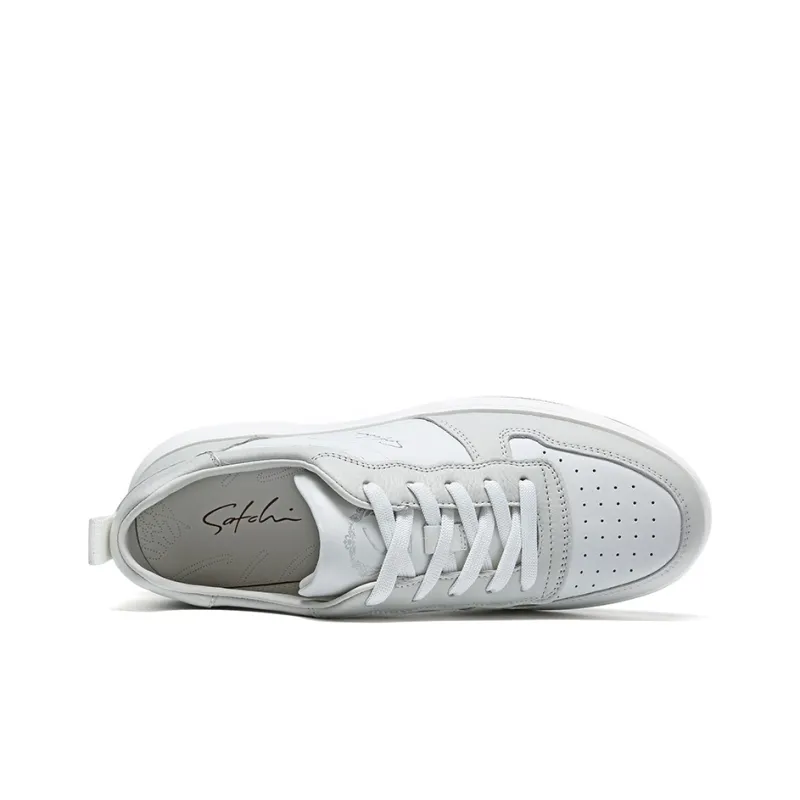 Satchi Lightweight Wear Resistant And Slip Resistant Low Top Skateboard Shoes Men's Gray White 3CM-3