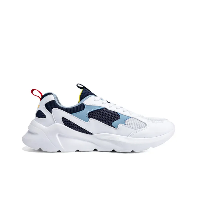 Erke Cushioned Slip Resistant Breathable Low Top Running Shoes Men's White Blue-1