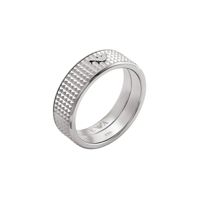 EMPORIO ARMANI Stainless Steel, Metal Rings Men's Silver-0