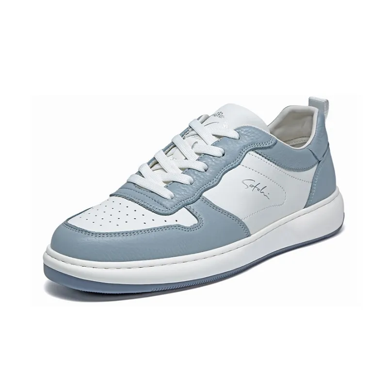 Satchi Lightweight Wear Resistant And Slip Resistant Low Top Skateboard Shoes Men's Blue White 3CM-1
