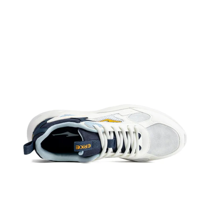 Erke Cushioned Slip Resistant Breathable Low Top Running Shoes Men's Microcrystalline White/Gray Ink Blue-3