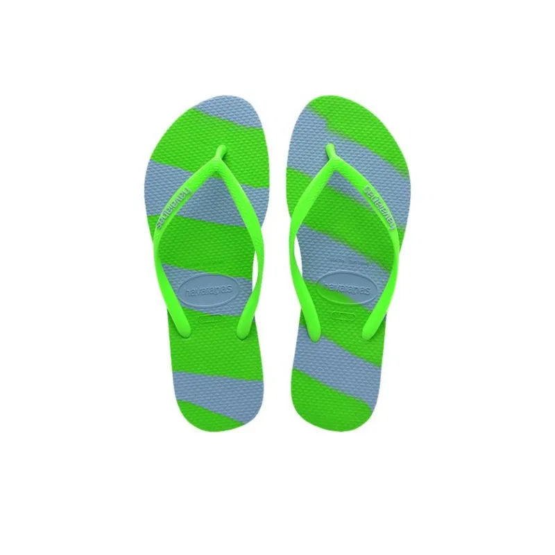 Havaianas Rubber Sole Abrasion Resistant Flip Flops Women's Blue Green-2