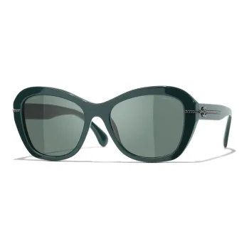 CHANEL Butterfly Sunglasses Unisex Green