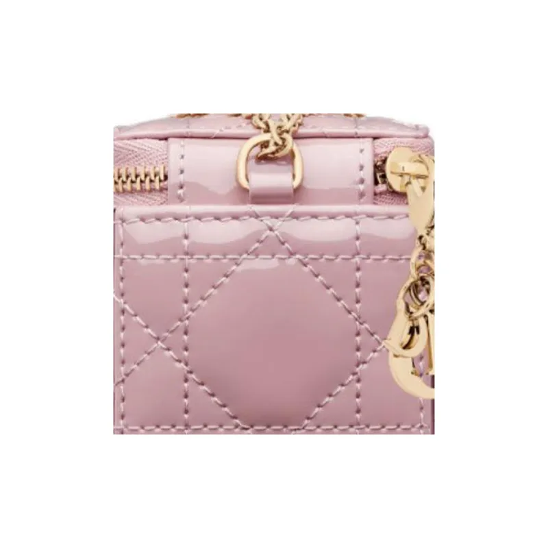 DIOR Patent Leather Cowhide Clutch Extra Mini Women's Pink-4
