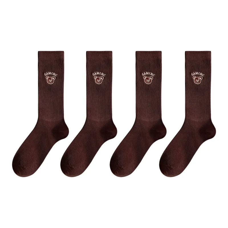 XXLLG Spring And Fall Mid Calf Socks Women's 4 Pack-11