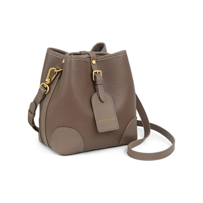 COMELY Cow Leather Patchwork Synthetic Leather Bucket Bags Shoulder Bag Crossbody Bag Regular Women's Lotus Pond Lotus-3