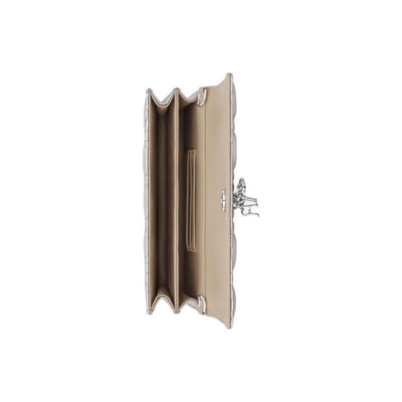 DIOR Pleated Cow Leather Shoulder Bag Crossbody Bag Handbag Mini Women's Silver-4