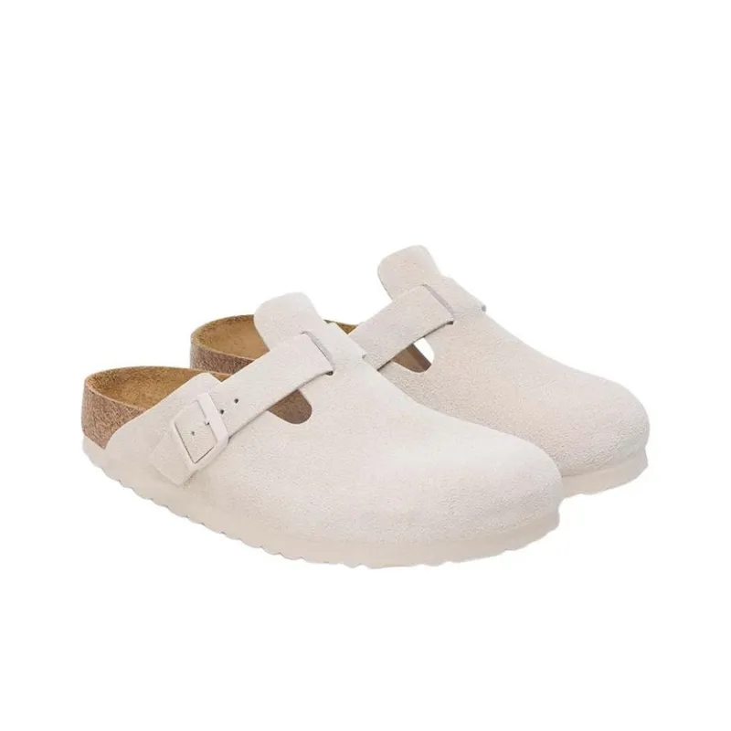 Birkenstock Boston Soft Footbed Suede Leather Narrow 'Antique White'-2