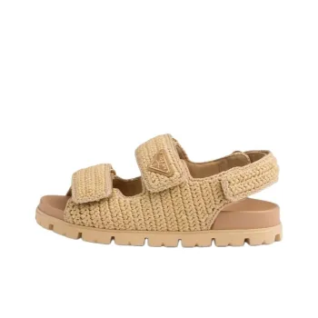 PRADA Logo plaque Woven Sandals
