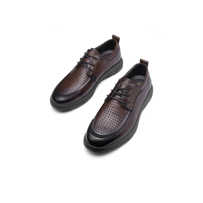 Strongman 3515 Men's Summer Breathable Lace-Up Casual Men's Leather Shoes Soft-7