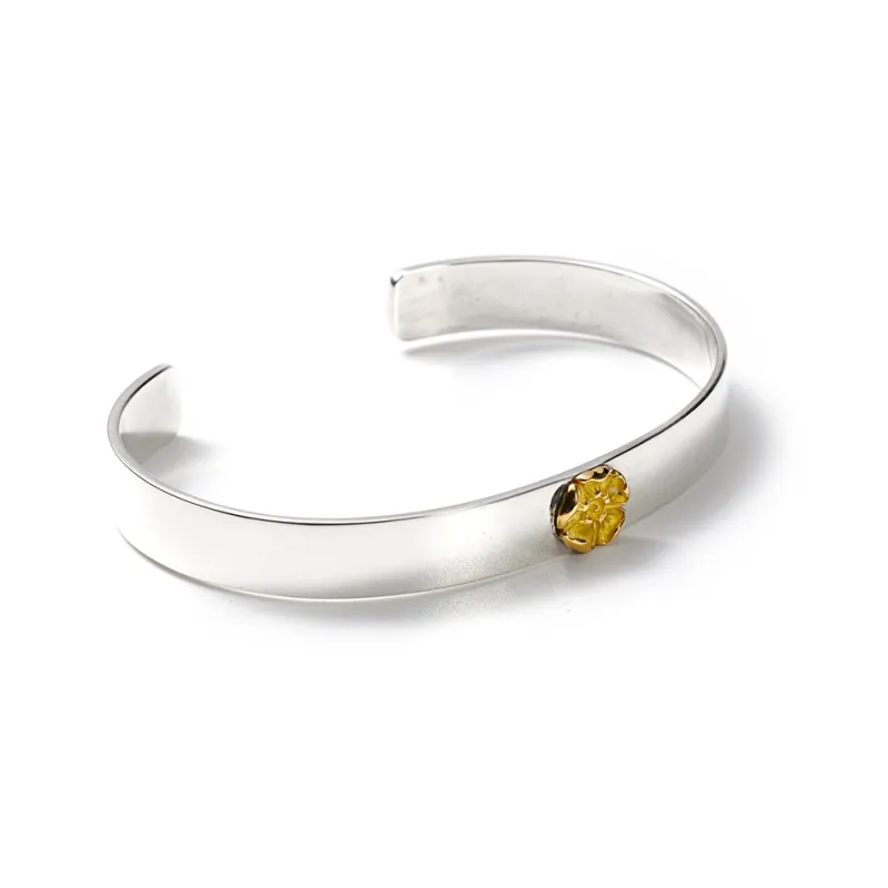 GOD SUNS Pure Silver With Rose Gold Accent Silver Bangle Unisex-2