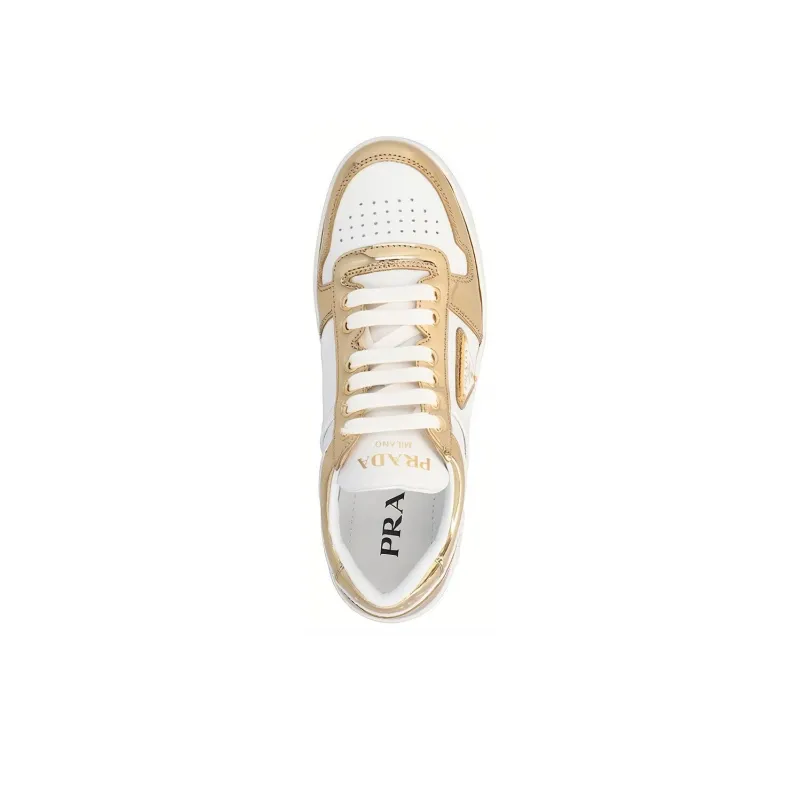 PRADA Downtown Leather Sneakers 'White Gold' Women's-3
