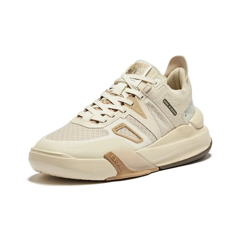 Erke Snapdragon Brave Durable Breathable Low Top Skateboard Shoes Men's Microcrystal White Khaki-2