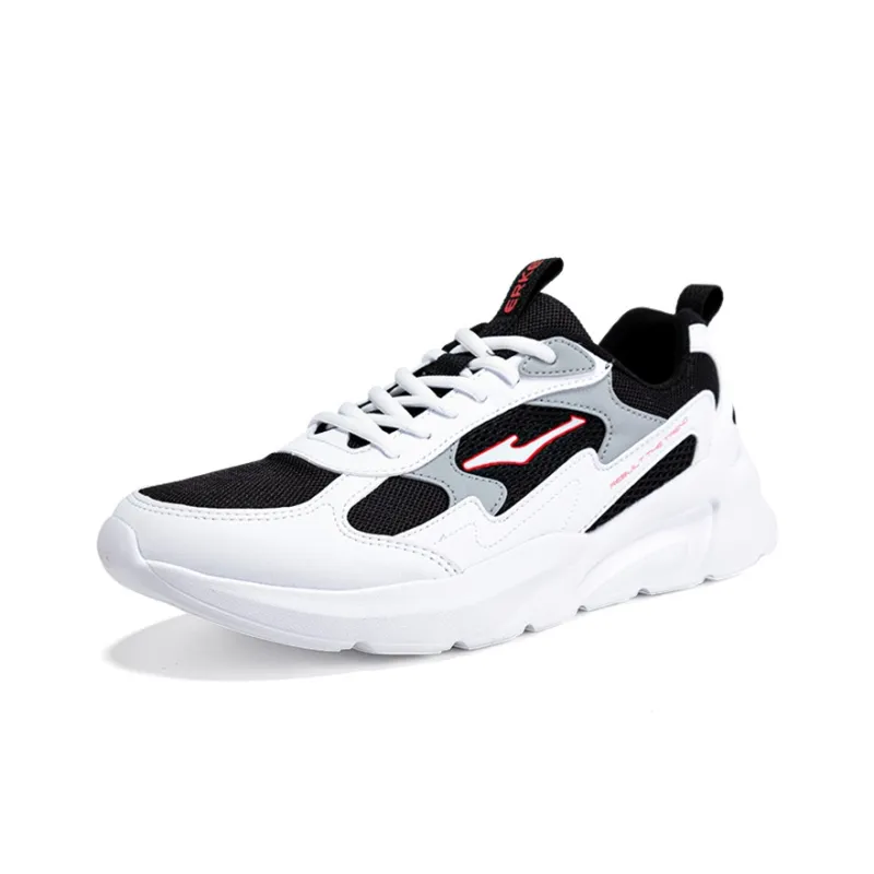 Erke Cushioned Slip Resistant Water Resistant Low Top Running Shoes Men's White Black-2
