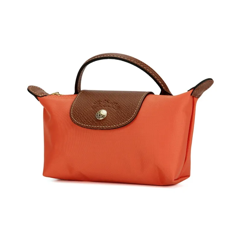 LONGCHAMP Fabric Cow Leather Patchwork Dumpling Bag Handbags Unisex Orange-1