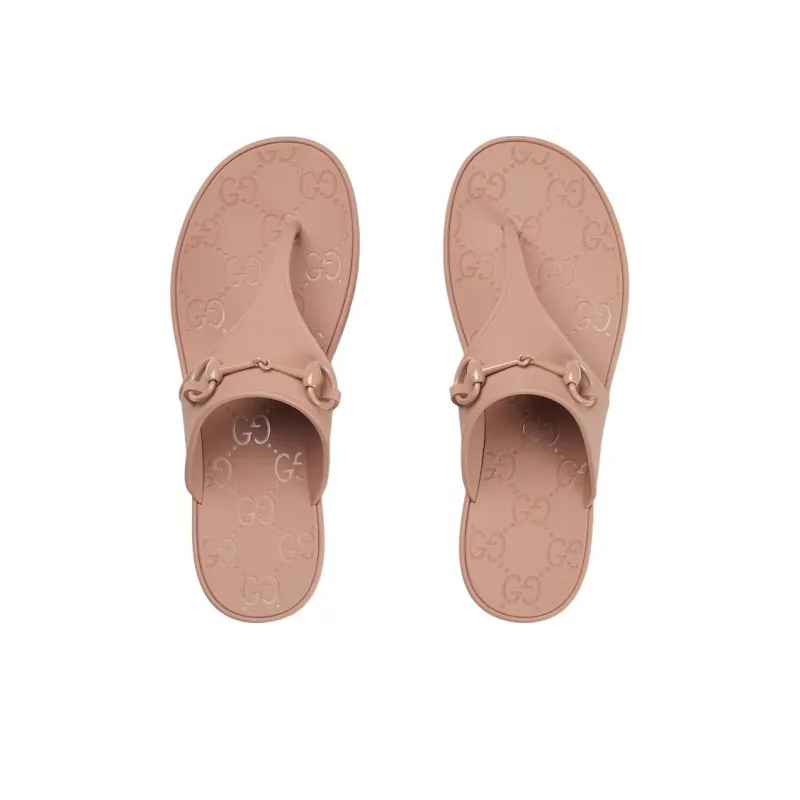 GUCCI Horsebit Rubber Sole Flip Flops Women's Pink-2