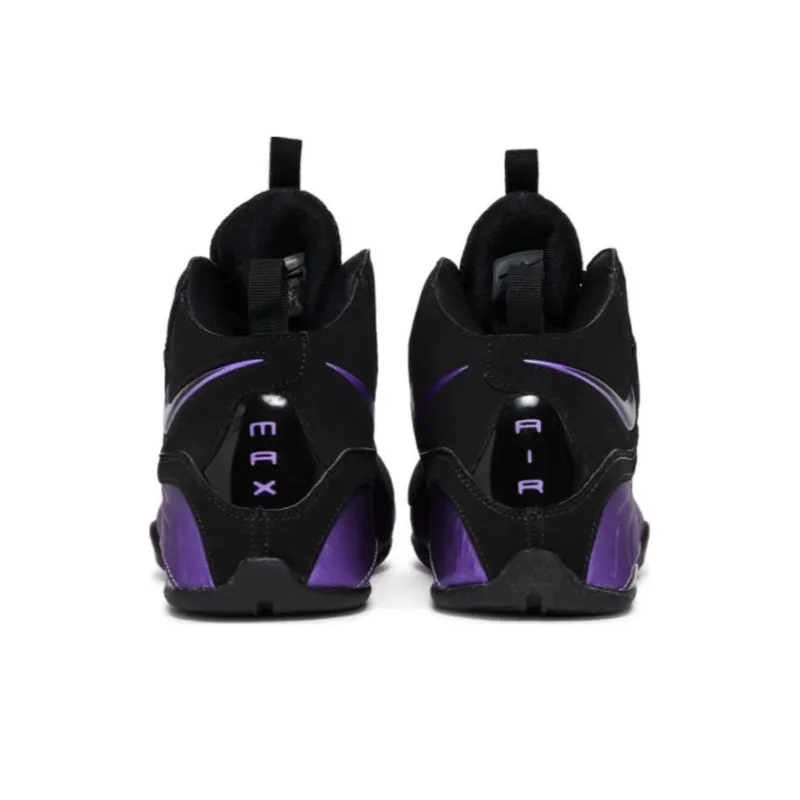 Nike AIR MAX WAVY Anti-Slip Wear-Resistant Mid-Top Basketball Shoes GS Black Purple-3