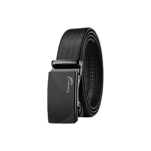 Crocodile Business Automatic Buckle Leather Belts Men's Width 3.6cm