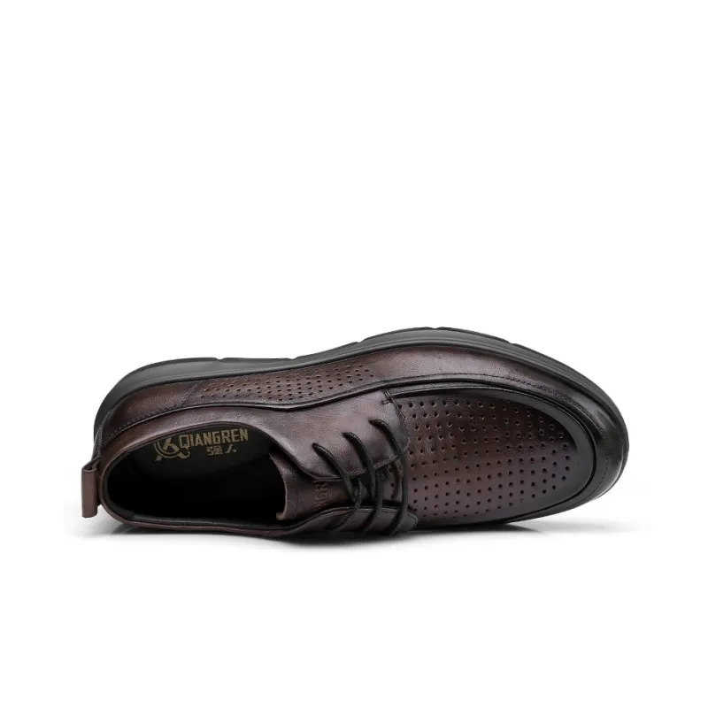 Strongman 3515 Men's Summer Breathable Lace-Up Casual Men's Leather Shoes Soft-9