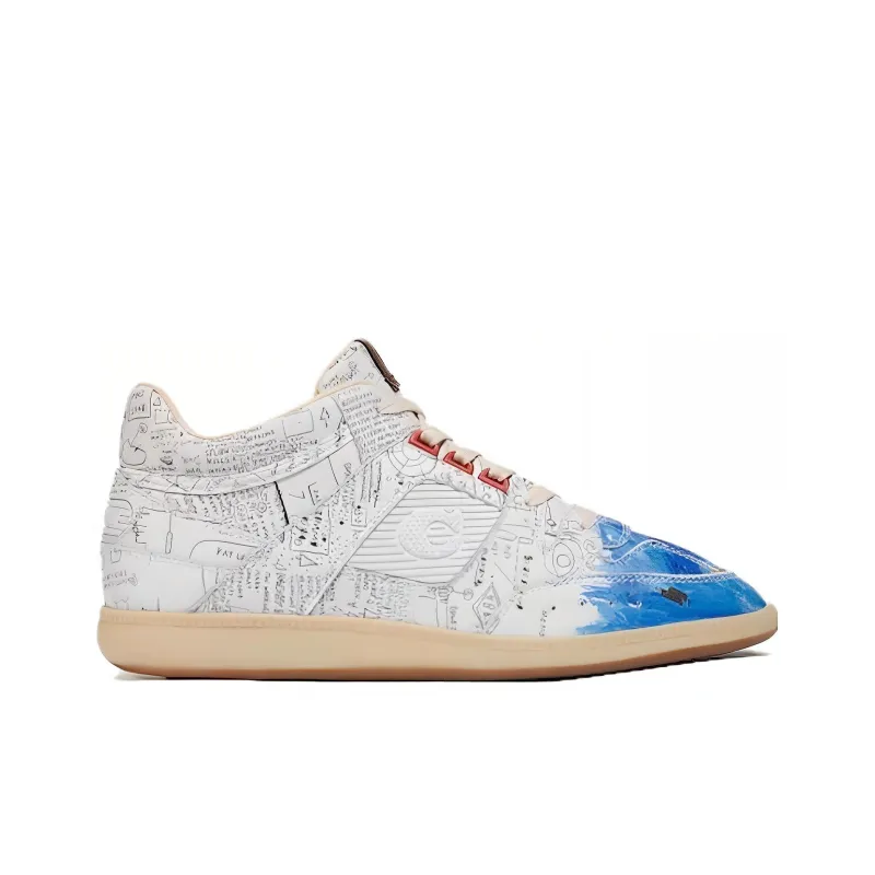 COACH Mid Top Skateboard Shoes Men's White Blue-1
