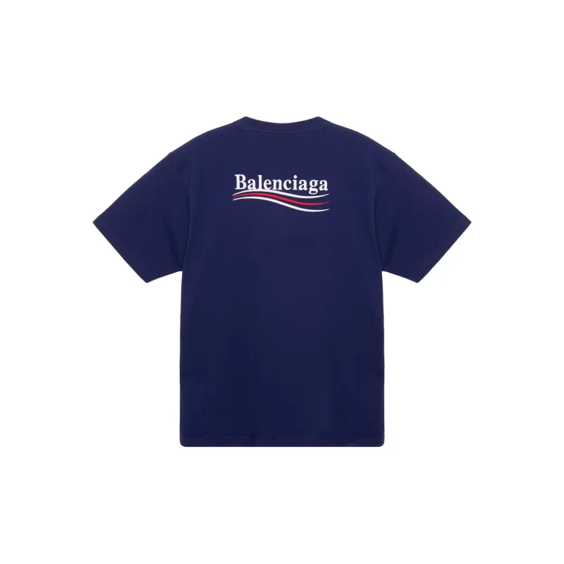 Balenciaga Women's Political Campaign Oversized T-Shirt Dark Blue/Multi-1