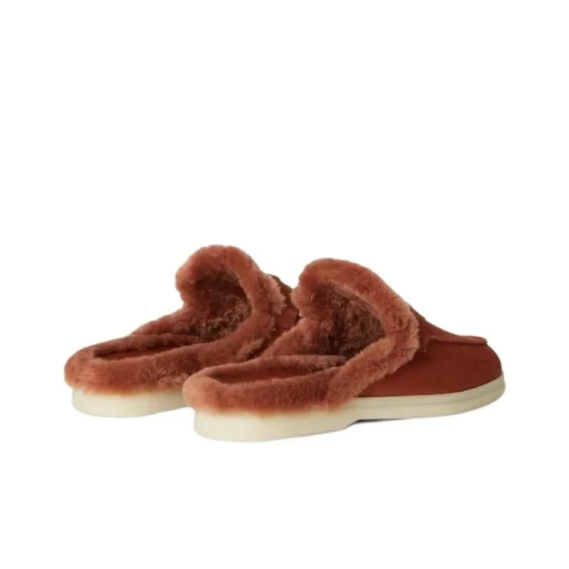 Loro Piana Closed Toe Slippers Women's Brown-3