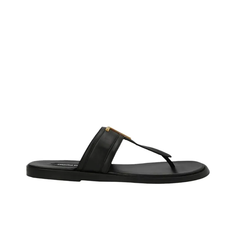 TOM FORD Logo-plaque Leather Flip Flops-1