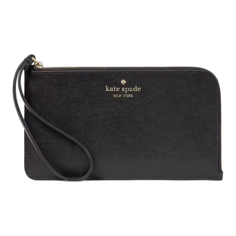 Kate Spade Lucy Saffiano Leather Wallets Clutches Medium Size Women's Black-0