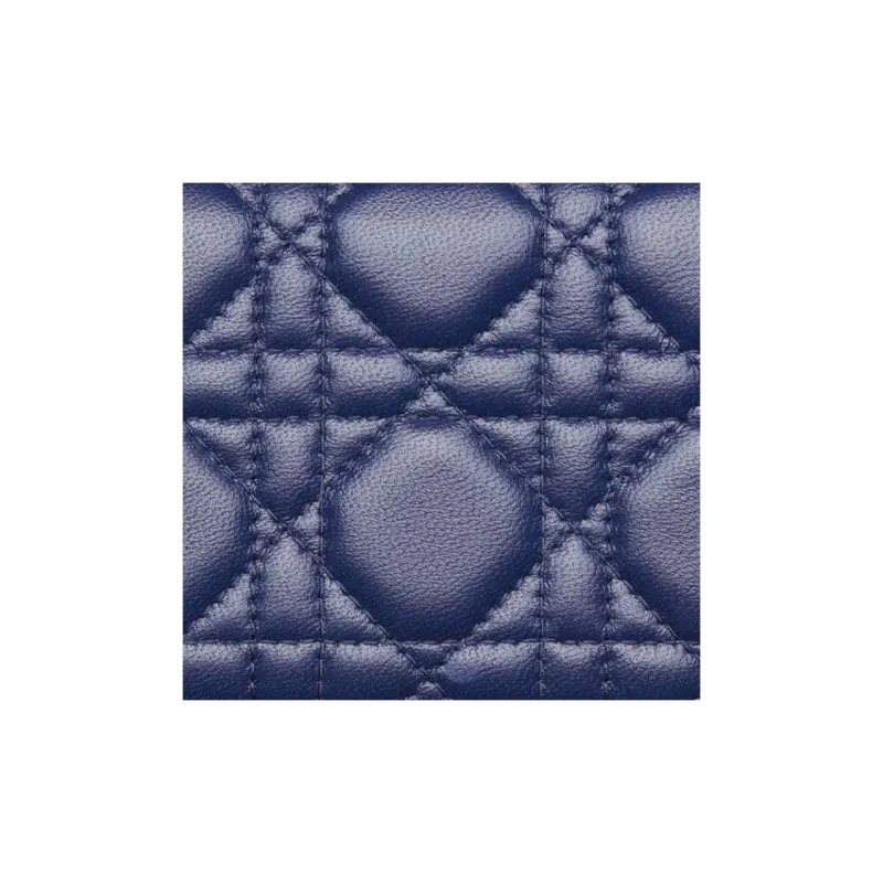 DIOR Lady Dior Quilting Lambskin Handheld Card Holder Wallet Women's Royal Blue-4