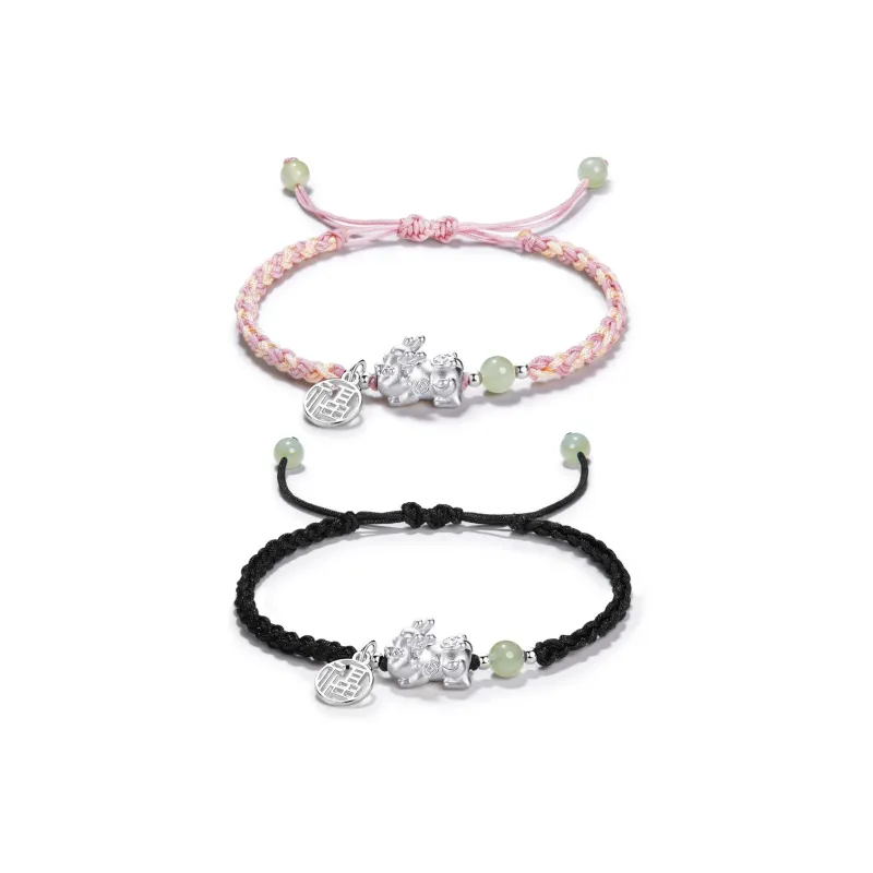 Far Mountain Joe Sterling Silver Hetian Jade Bracelets Unisex Pale Greenish White Jade-2