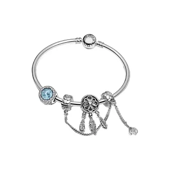 Pandora 925 Sterling Silver Bangle Set Women's Silver