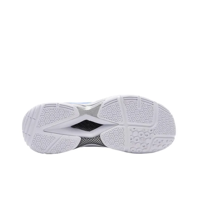 KUMPOO Durable Breathable Low Top Badminton Shoes Unisex White Blue-4