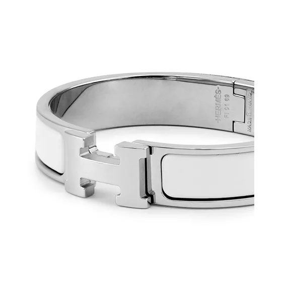 HERMES Bracelet Narrow Clic Clac H Enamel Pm White-2