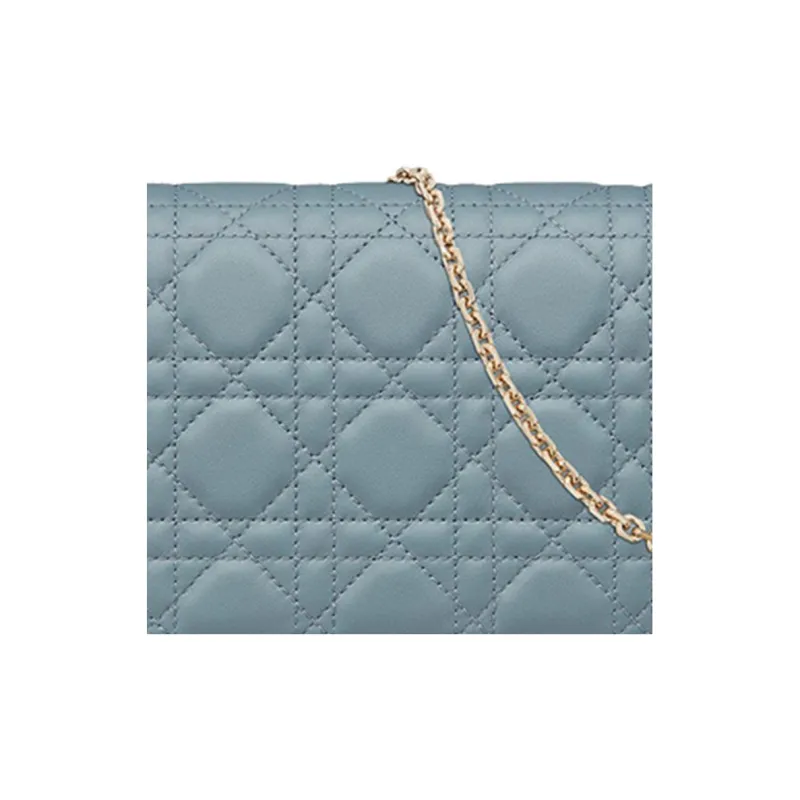 DIOR Lady Dior Lambskin Clutch Women's Powder Blue-5